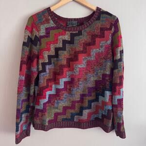 Kaffe Fassett Peruvian Connection Chevron Colorful Pima Cotton Sweater Medium